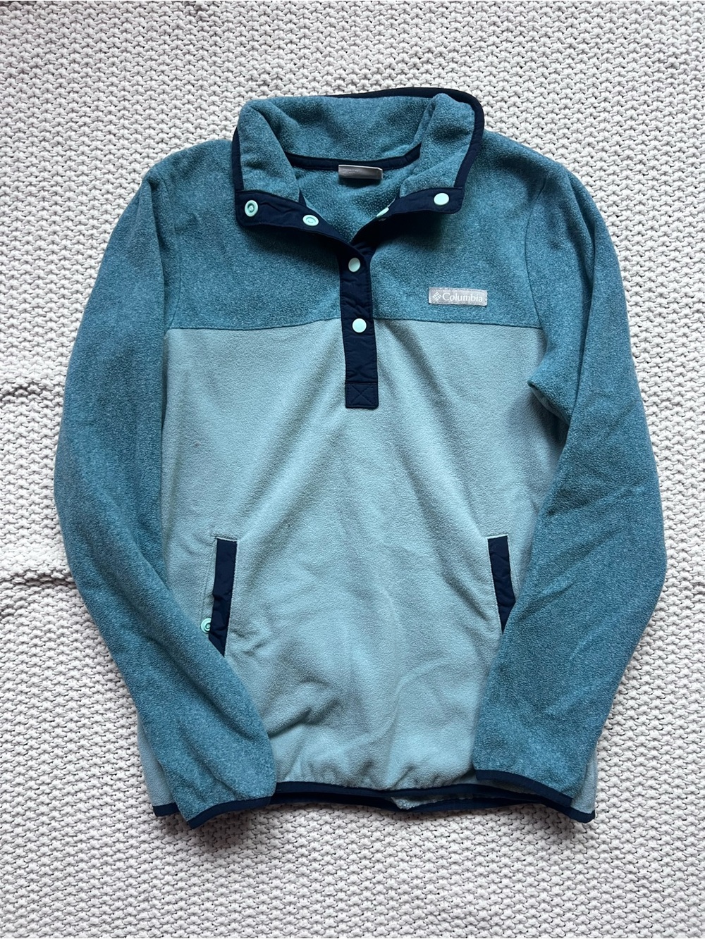 Columbia Two-Tone Teal Pullover Fleece Hoodie